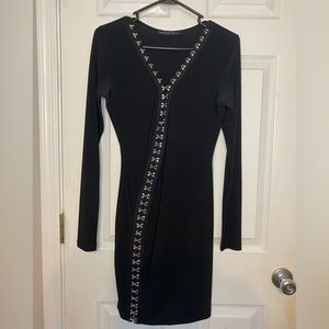 Stunning symphony long sleeve buckle up body con dress size M